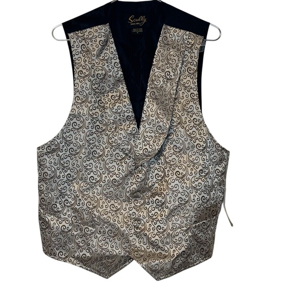 Scully Men's Vest Champagne Scroll Old West Steampunk shawl lapel Small NWT